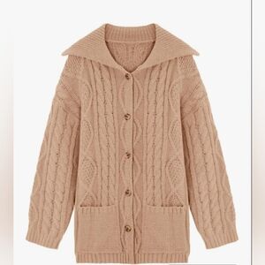 Saodimallsu Womens Cable Knit Cardigan Sweaters Fall Oversized Long Sleeve Butto